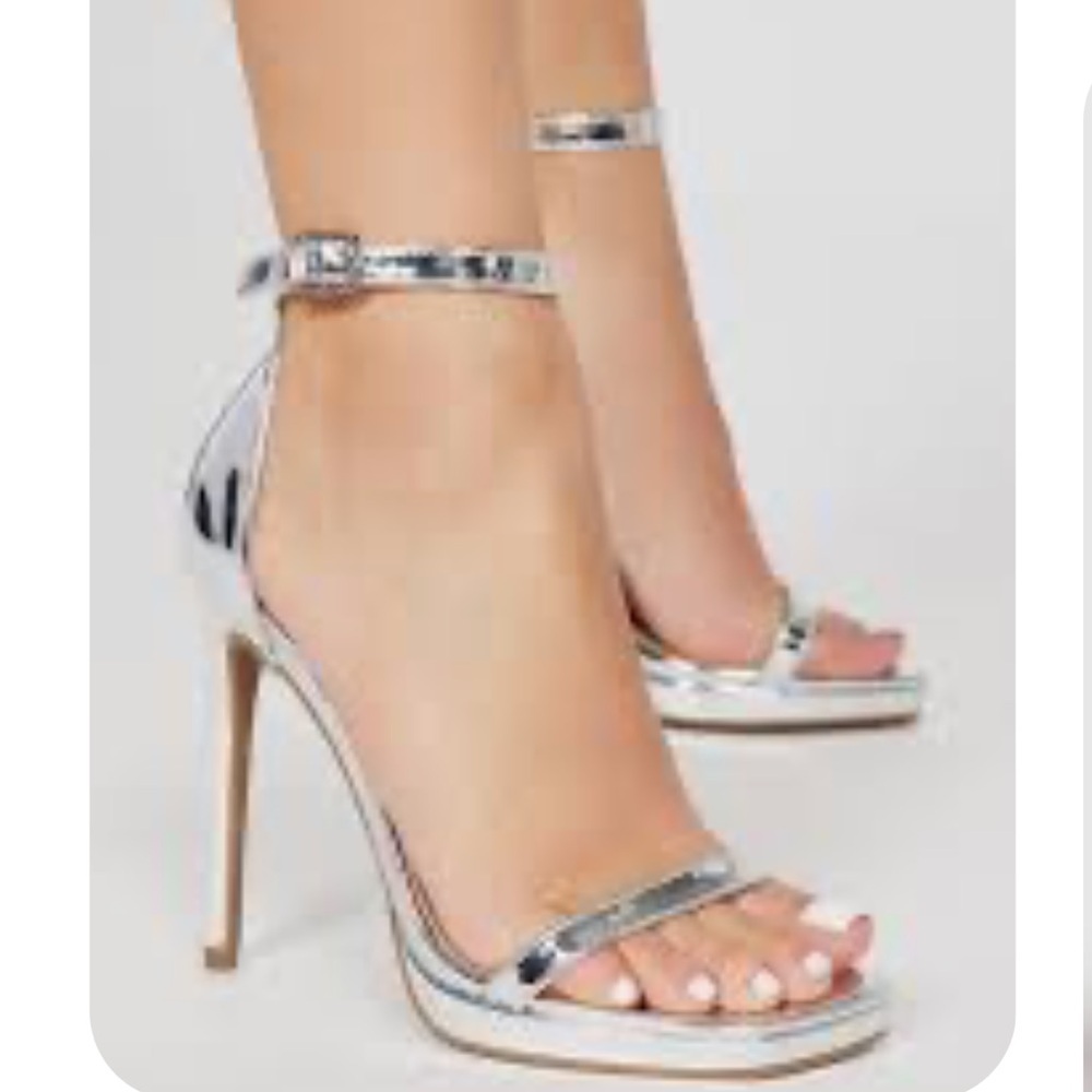 Anne Michelle Strappy Silver High Heel Sandals